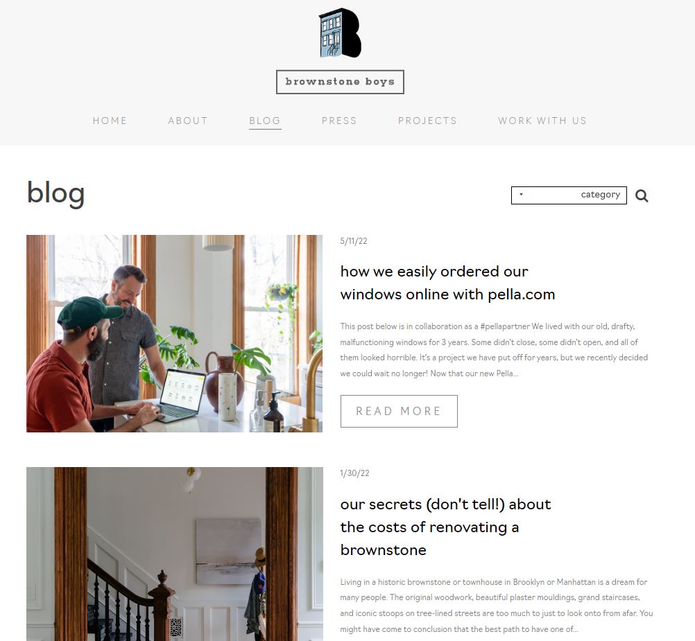 Blog de The Brownstone boys creado con Wix