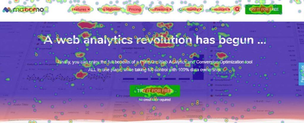 Alternativas a Google Analytics mapa de calor de Matomo