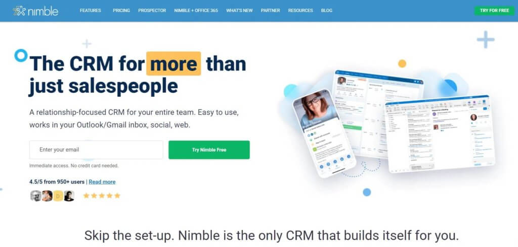 Nimble es un software CRM que centraliza las interacciones en redes sociales