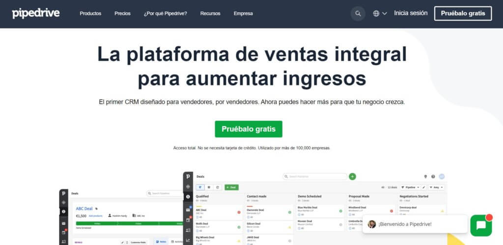 Pipedrive software de CRM