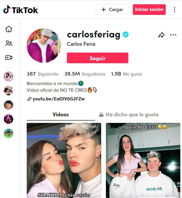 Perfil de TikTok de Carlos Feria