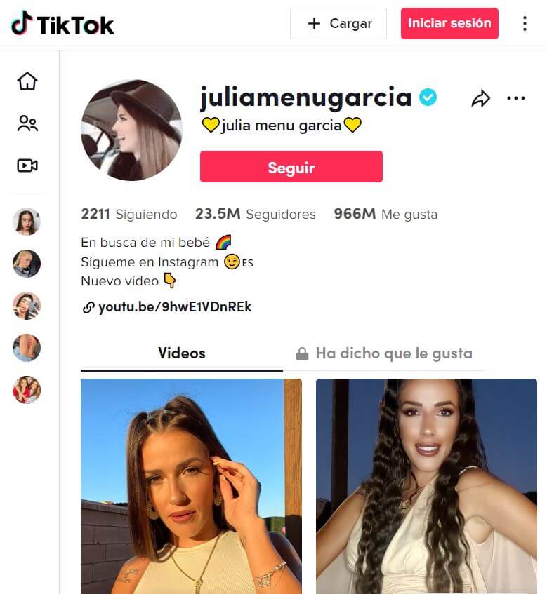 Perfil de TikTok de Julia Menu García