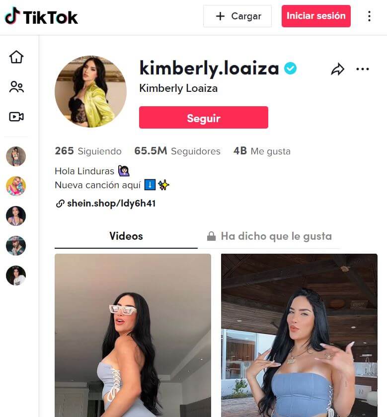 Perfil de TikTok de Kimberly Loaiza