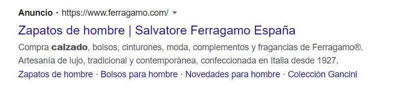 Ejemplo de anuncio para entender cómo funciona Google Ads