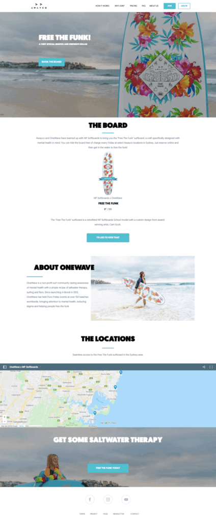 Landing page de ecommerce de Awayco