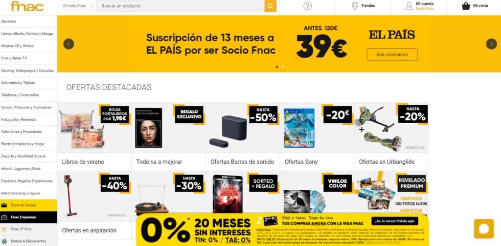 Plataforma de comercio electrónico de Fnac