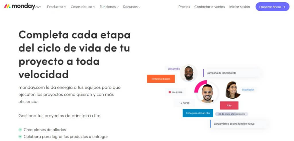Monday Projects, software de gestión de proyectos