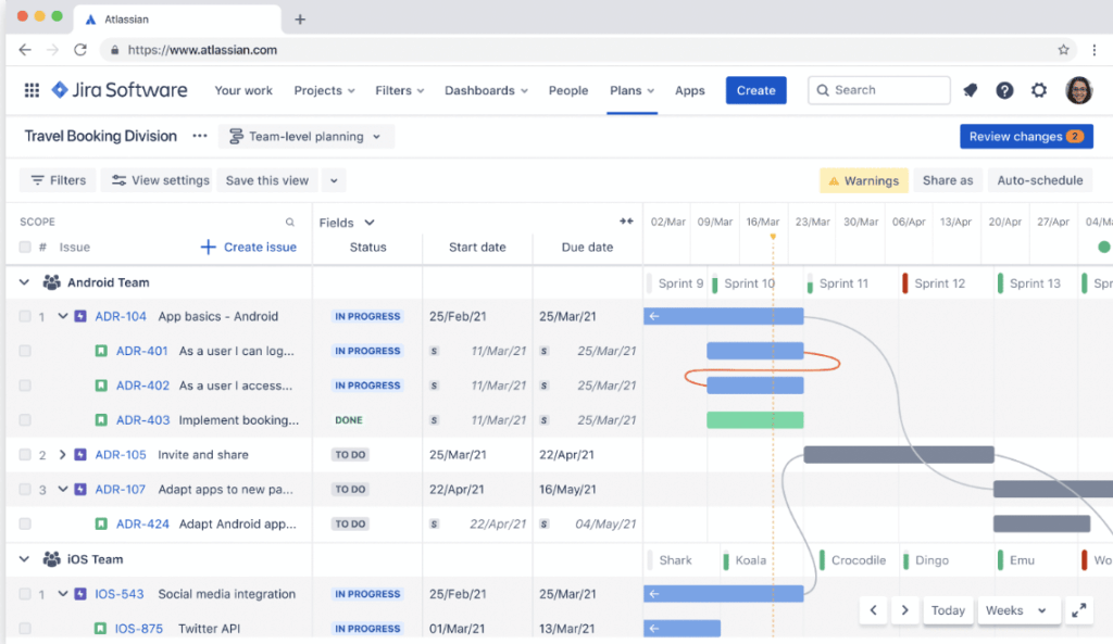 Retroplanning con Jira