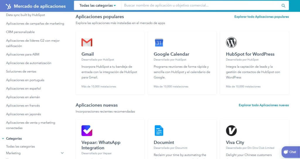 Mercado de aplicaciones de HubSpot