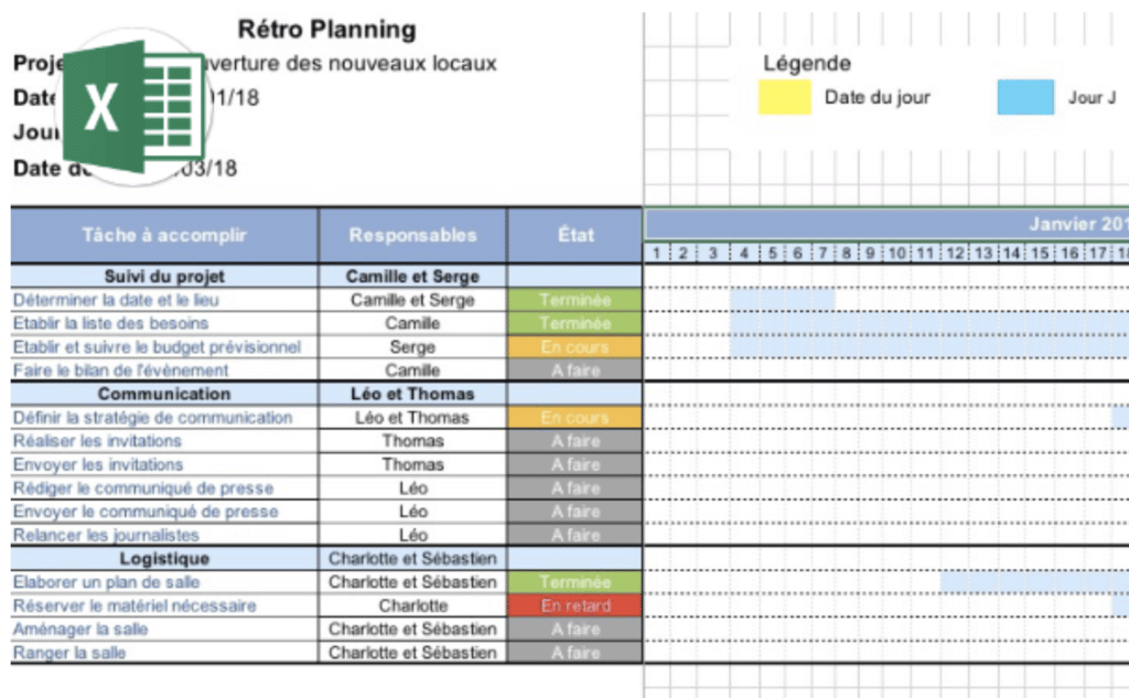 Retroplanning con Excel