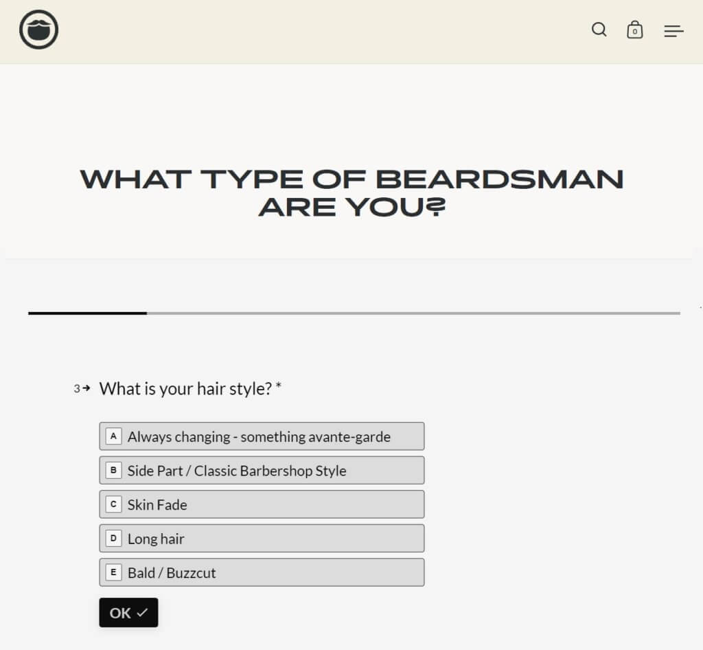 Quiz gamificado de BeardBrand