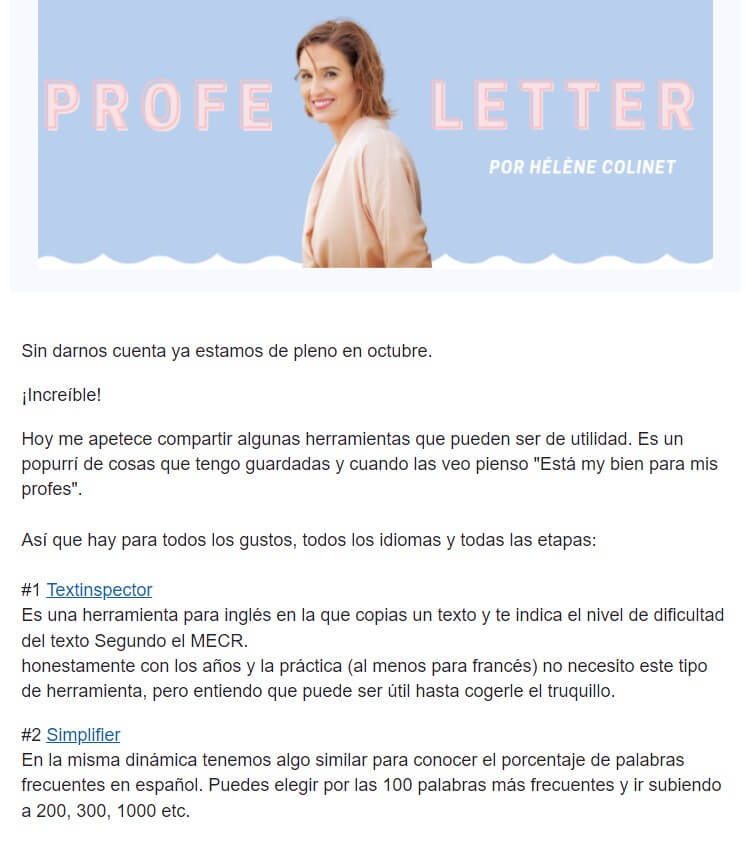 Email de cualificación de ecommerce de Hélène Colinet