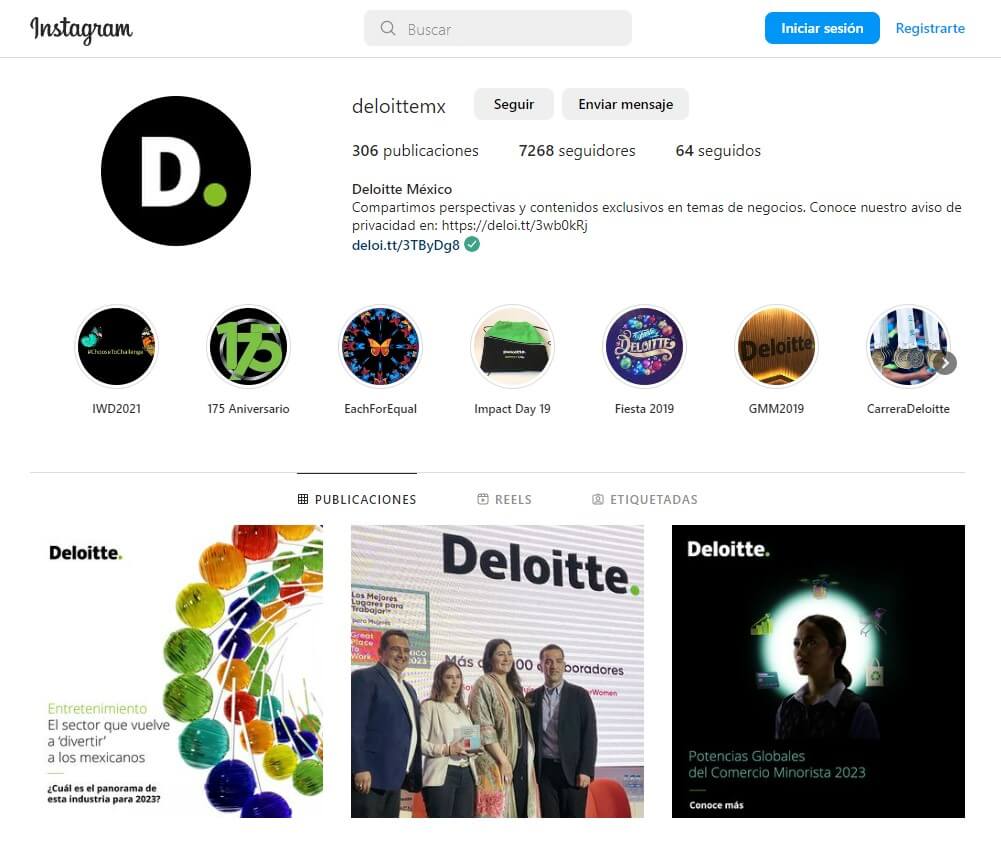 Perfil de Instagram de Deloitte México