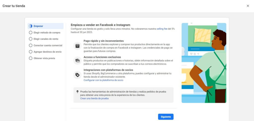 Configurar la tienda de Facebook