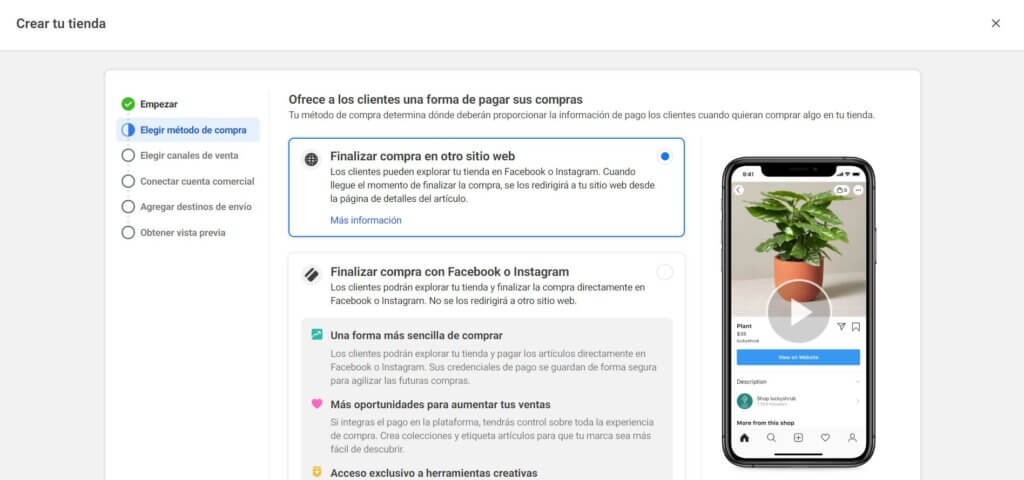 Configurar tienda para vender en Facebook