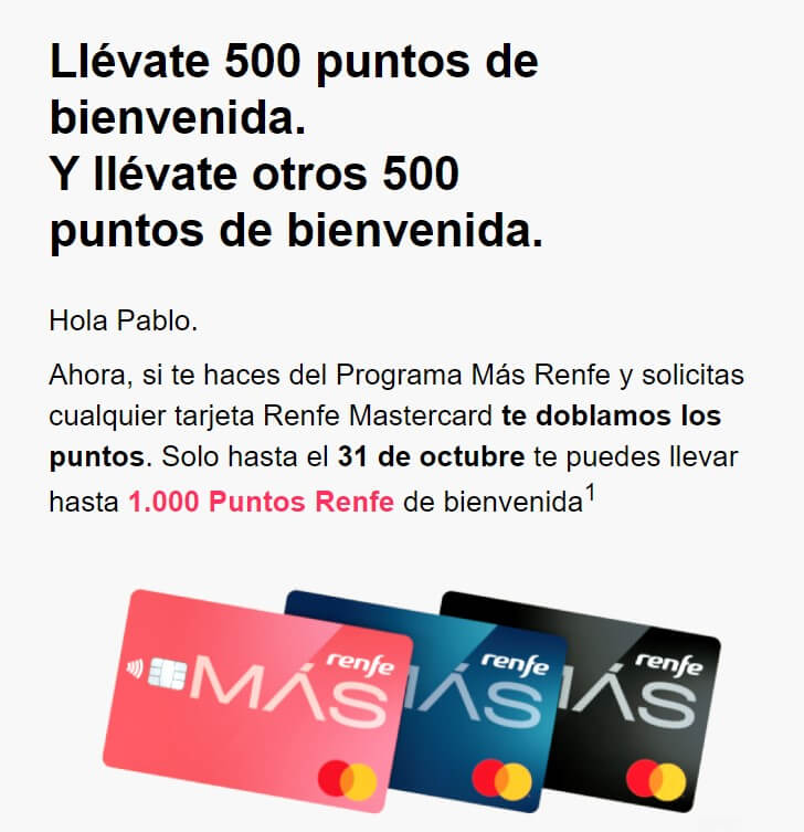 Promoción de ventas segmentada del programa de fidelización de Renfe