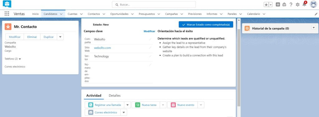 Gestión de leads en Salesforce Sales Cloud
