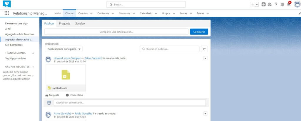 Colaboración de equipo en Salesforce Sales Cloud