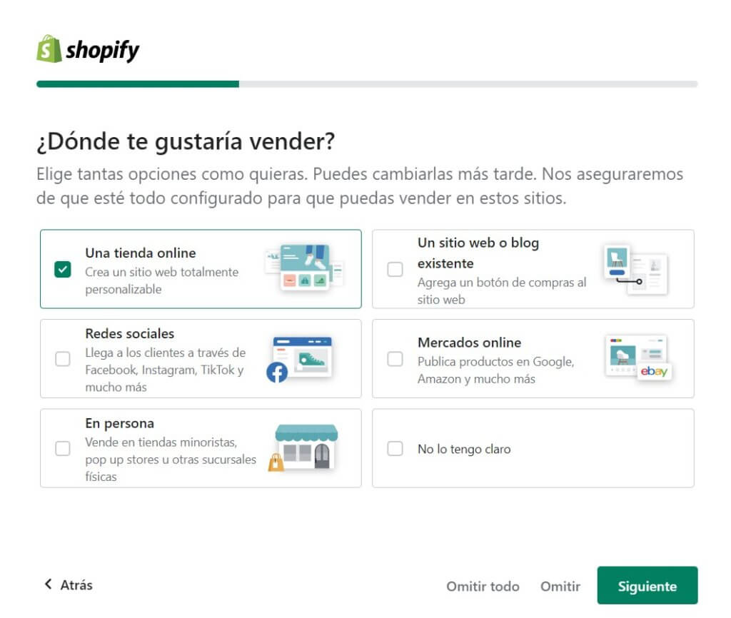 Crear una cuenta en Shopify