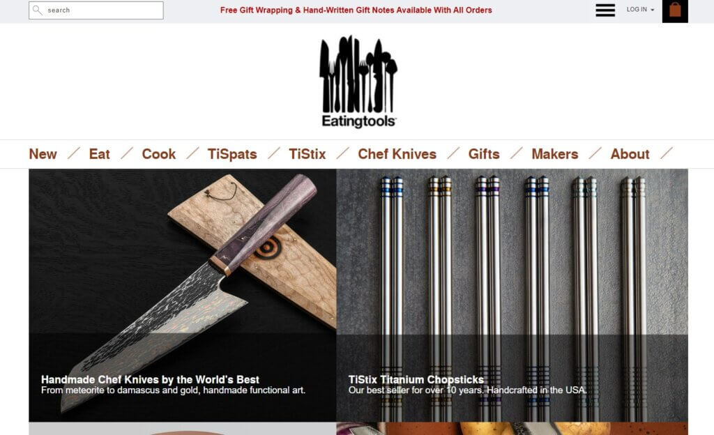 Ejemplo de sitio web creado con Prestashop Eating Tools