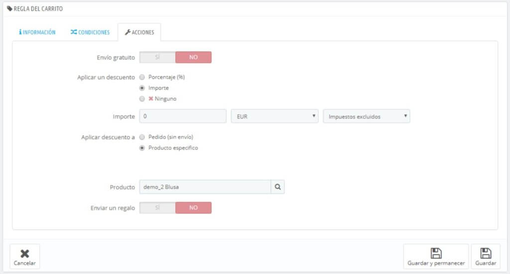 Reglas de envío en Prestashop