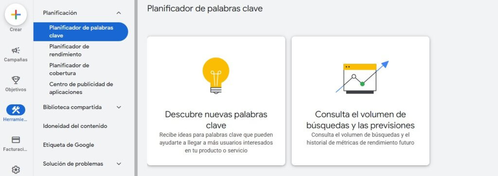 Google AdWords buscar palabras clave