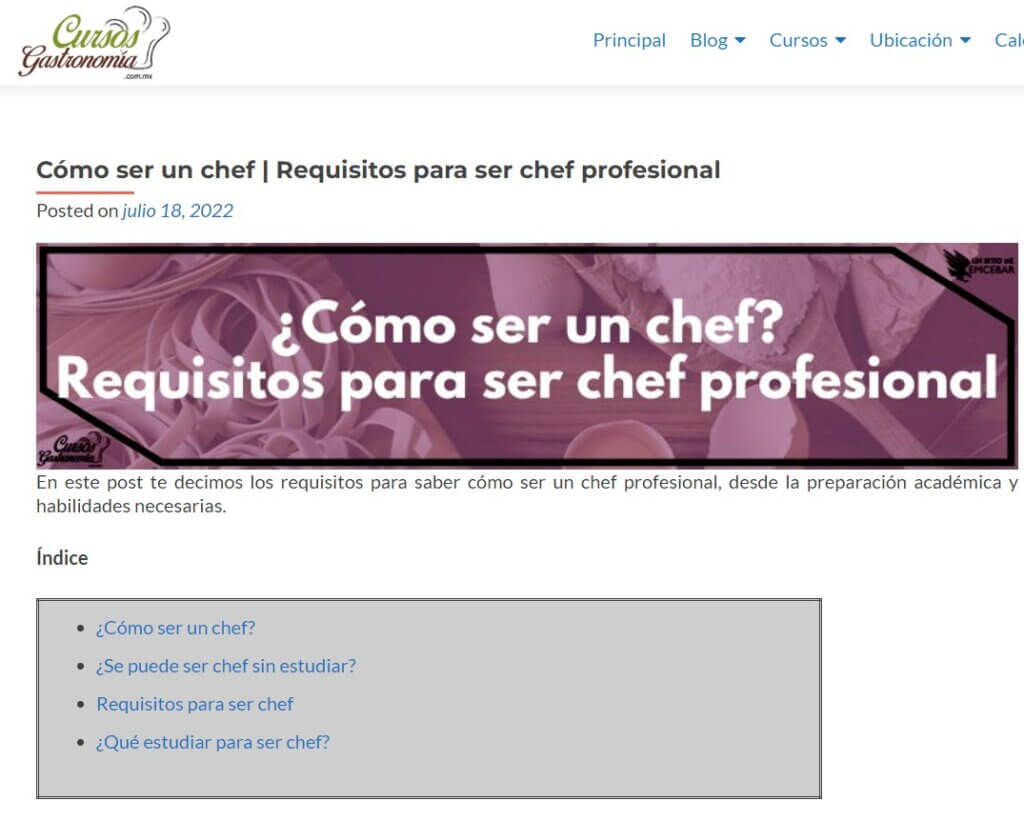 Ejemplos de CTA en Cómo ser un chef