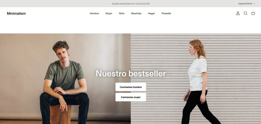 ejemplo de dropshipping con Shopify Minimalism