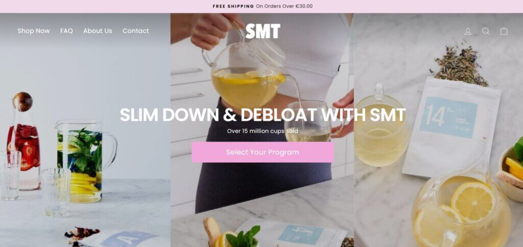 ejemplo de dropshipping con Shopify Skinny me Tea