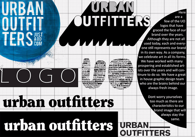 elementos do manual de marca da Urban Outfitters