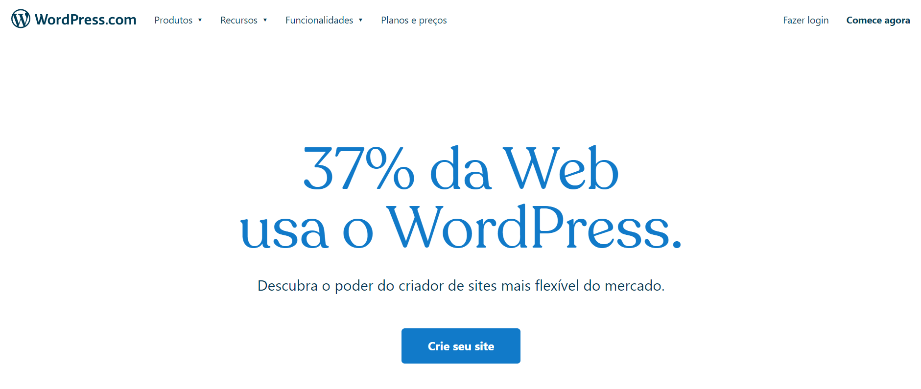 Página inicial do wordpress