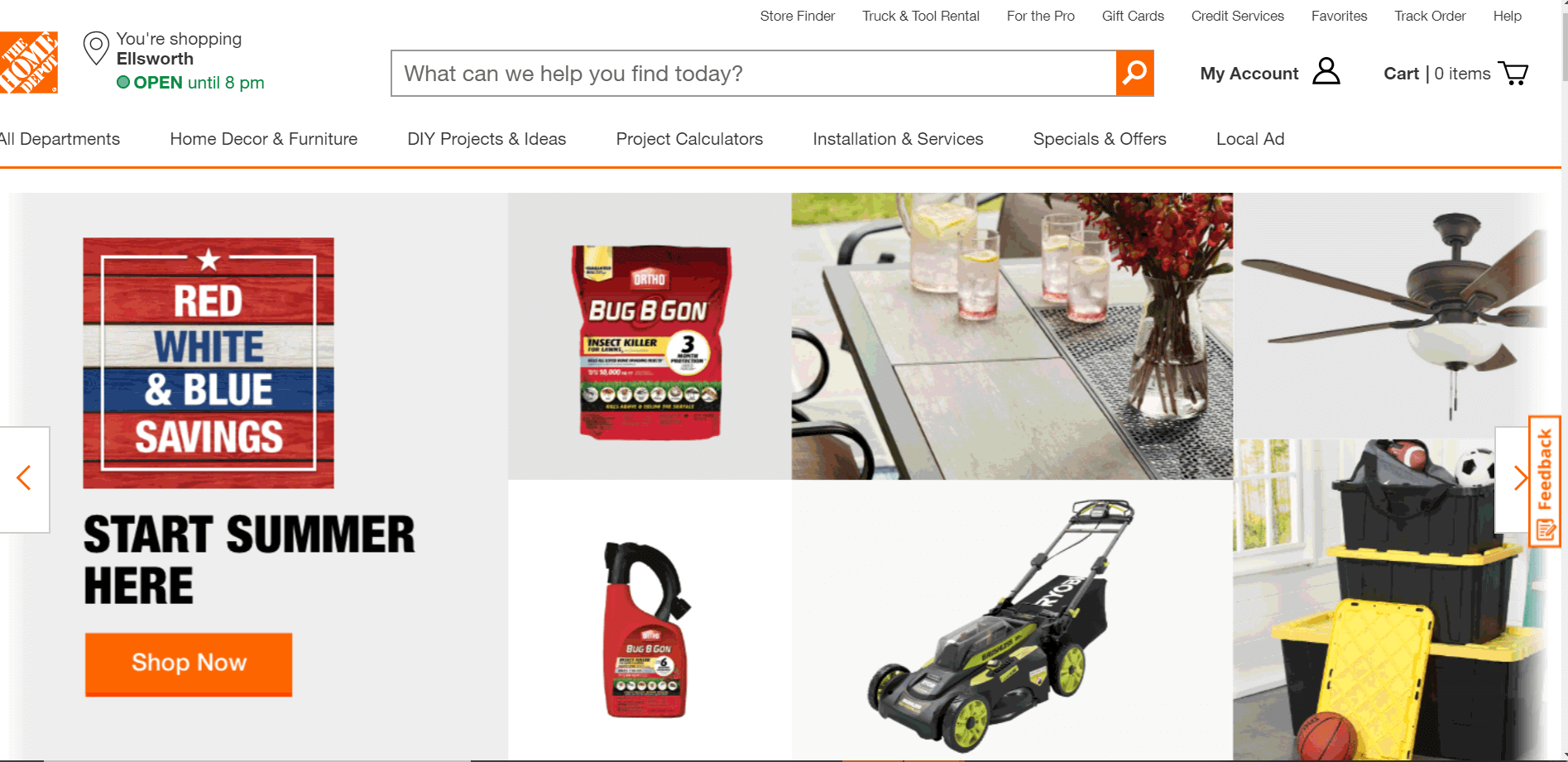 Site da Home Depot