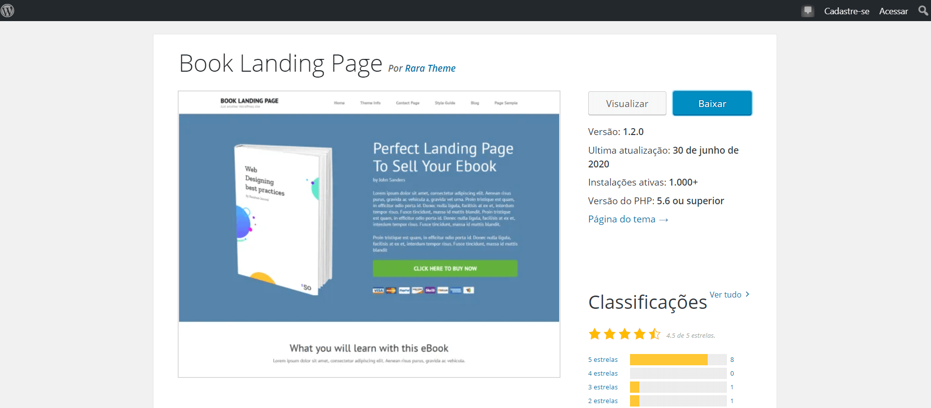 Página do Book Landing Page