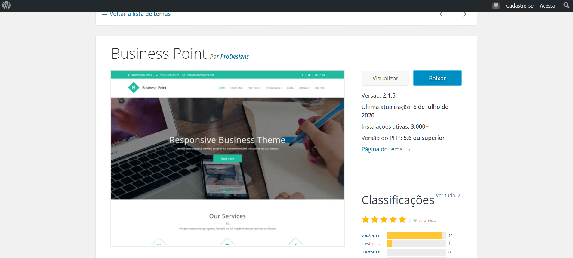 Página da BusinessPoint