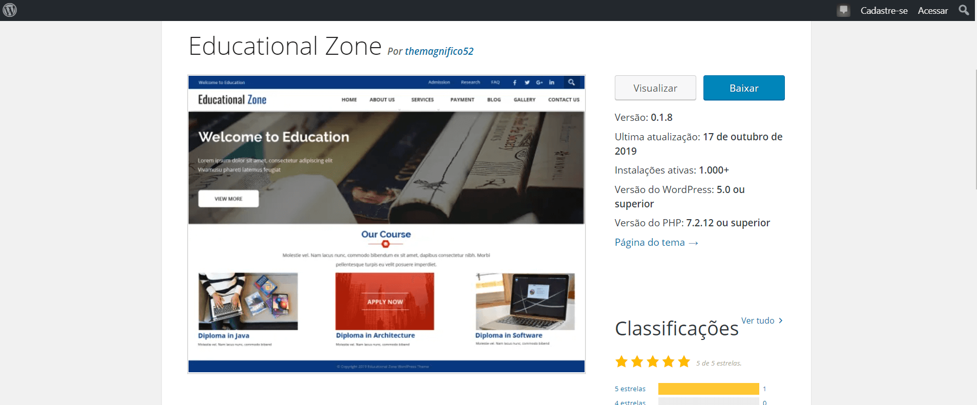 Página do education zone