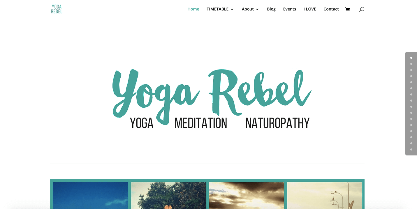 Página inicial da Yoga Rebel