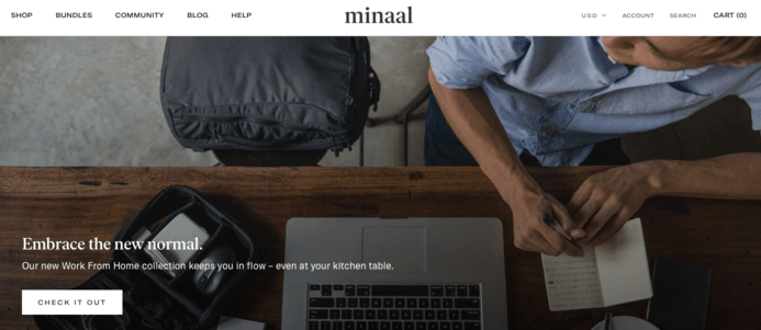 Página inicial da Minaal