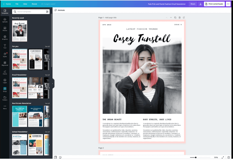 o que é newsletter canva