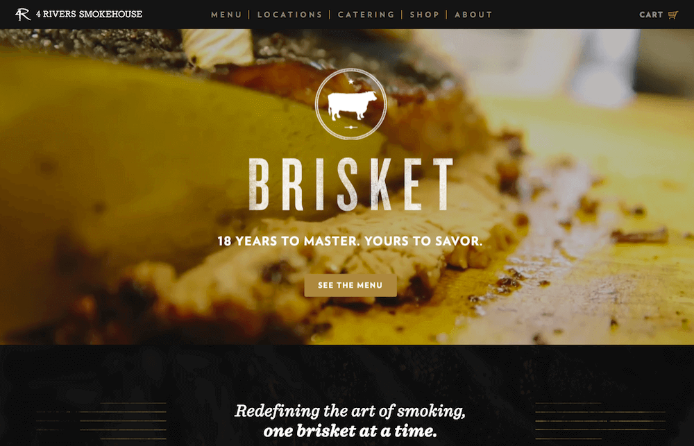 exemplos de homepage 4rivers smokehouse