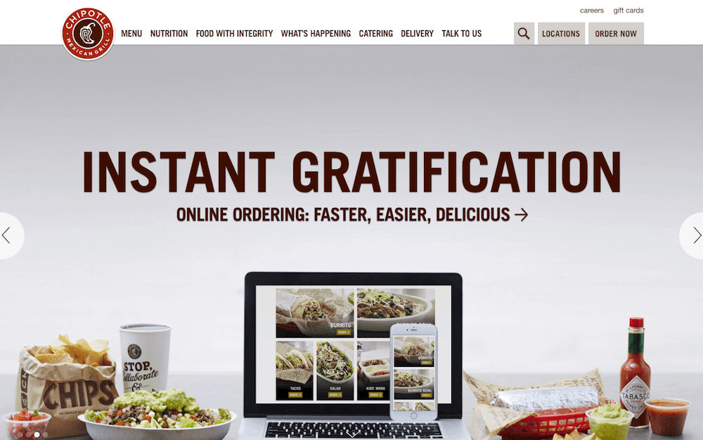 exemplos de homepage chipotle