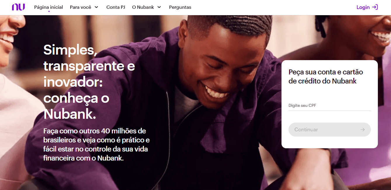 exemplos de homepage nubank