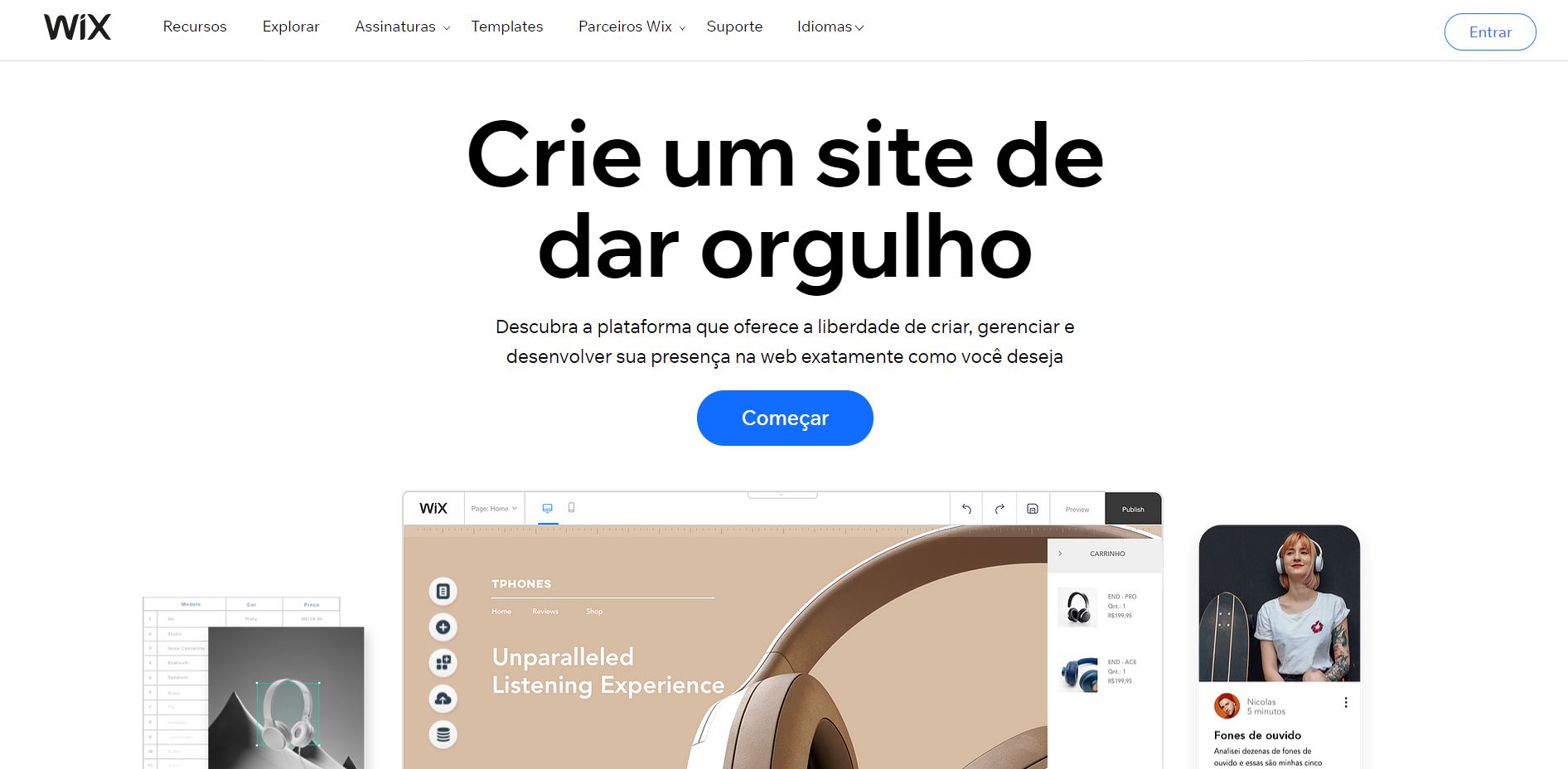 landing page exemplos wix