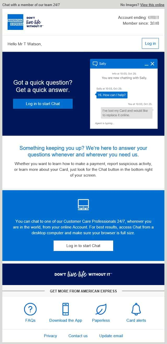 exemplos de email marketing american express