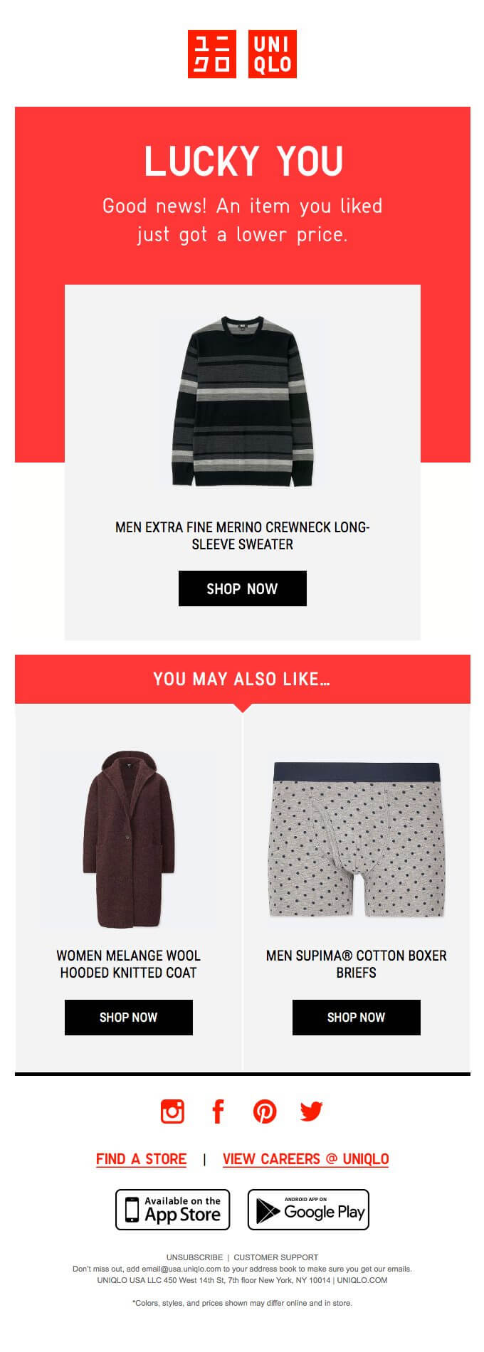 exemplos de email marketing uniqlo