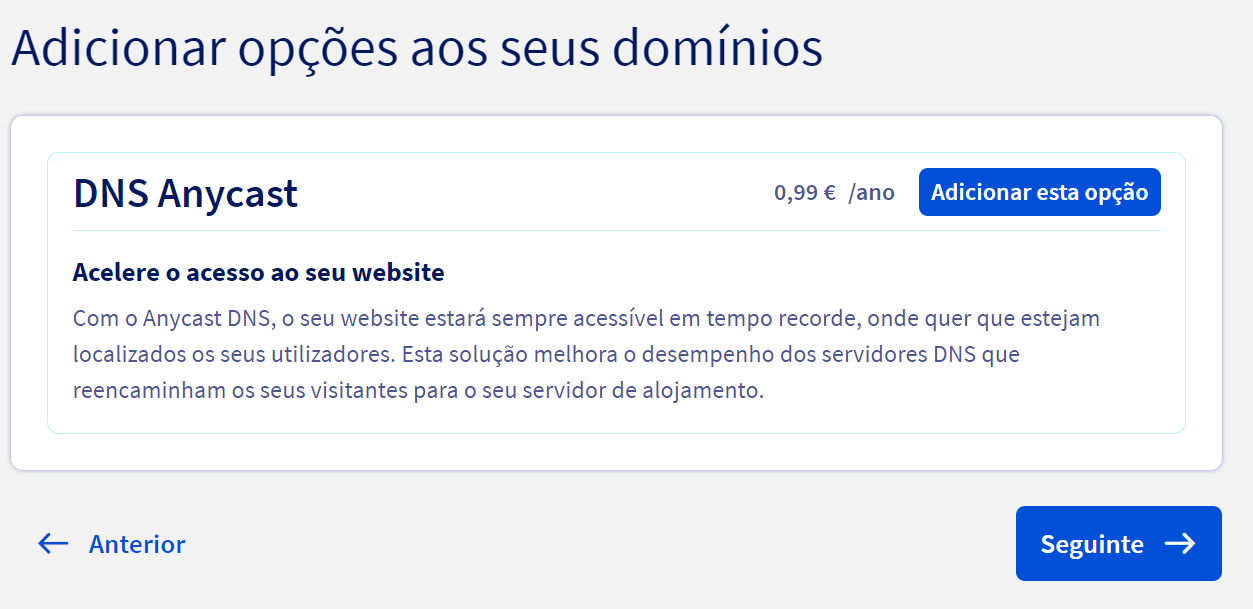 comprar um nome de domínio opções