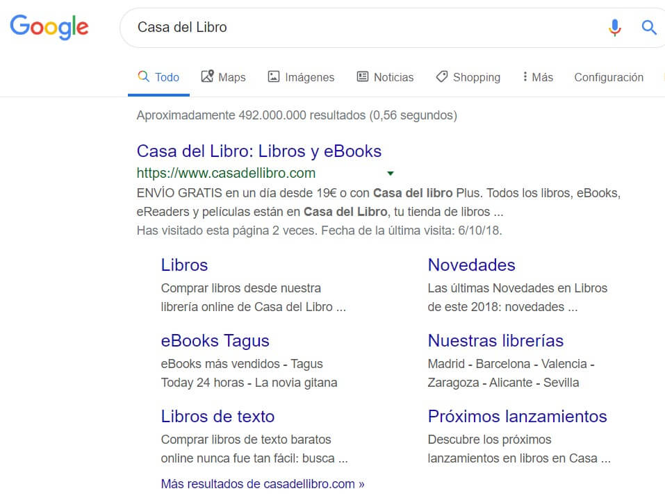 Diferencia entre página web y sitio web - Casa del Libro en Google