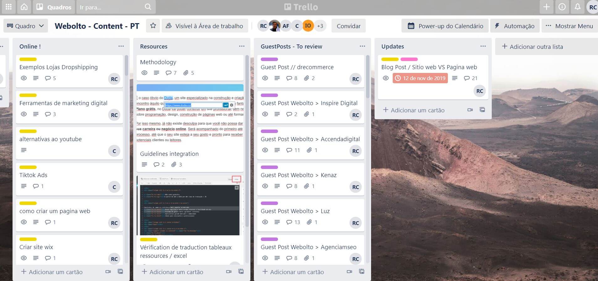 ferramentas de gerenciamento de projeto trello